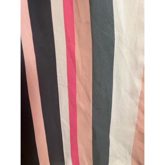 LOFT Women’s Blue Pink Stripe Sleeveless Ruffle High Neck Blouse Size Small - Picture 3 of 9